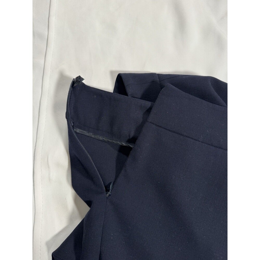 Akris Pants Womens 10 Navy Blue Side Zip Trousers Wool Wide Leg Dress Pants - Picture 10 of 14